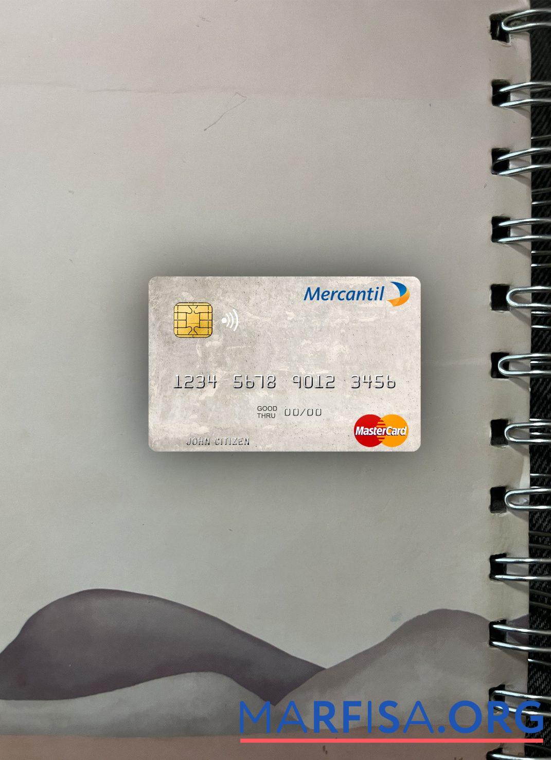 Realistic Venezuela Banco Mercantil mastercard photolook front template